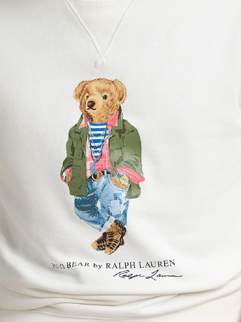 Polo Ralph Lauren White Sweatshirt With Whimsical Bear Logo Print
