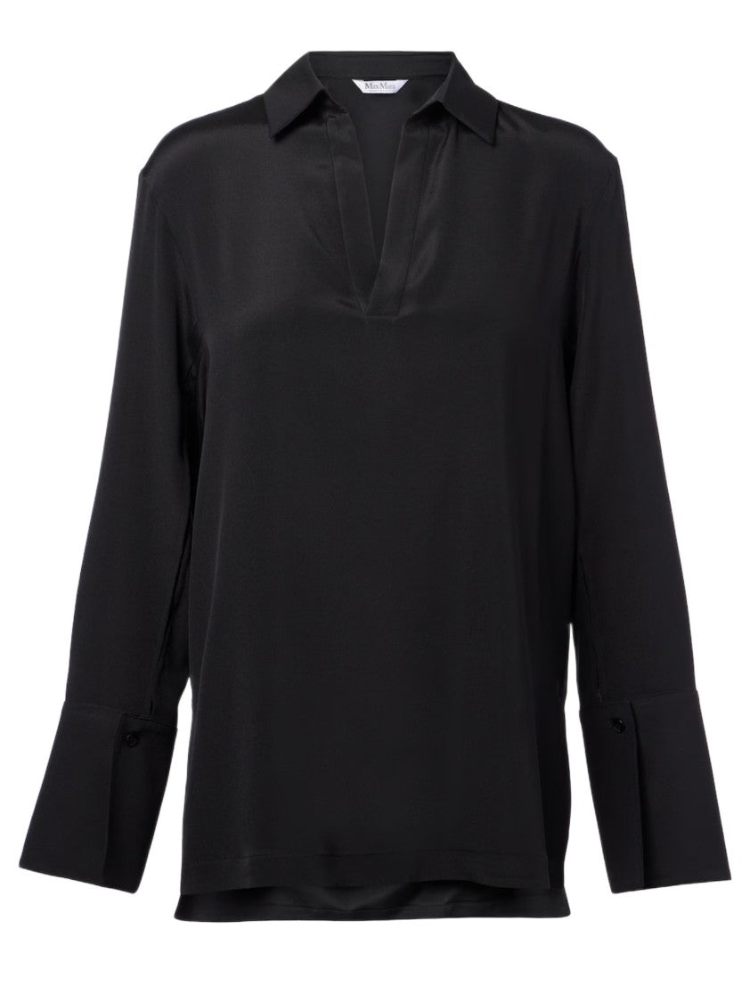 Max Mara Cut-Out Detail Black Silk Shirt