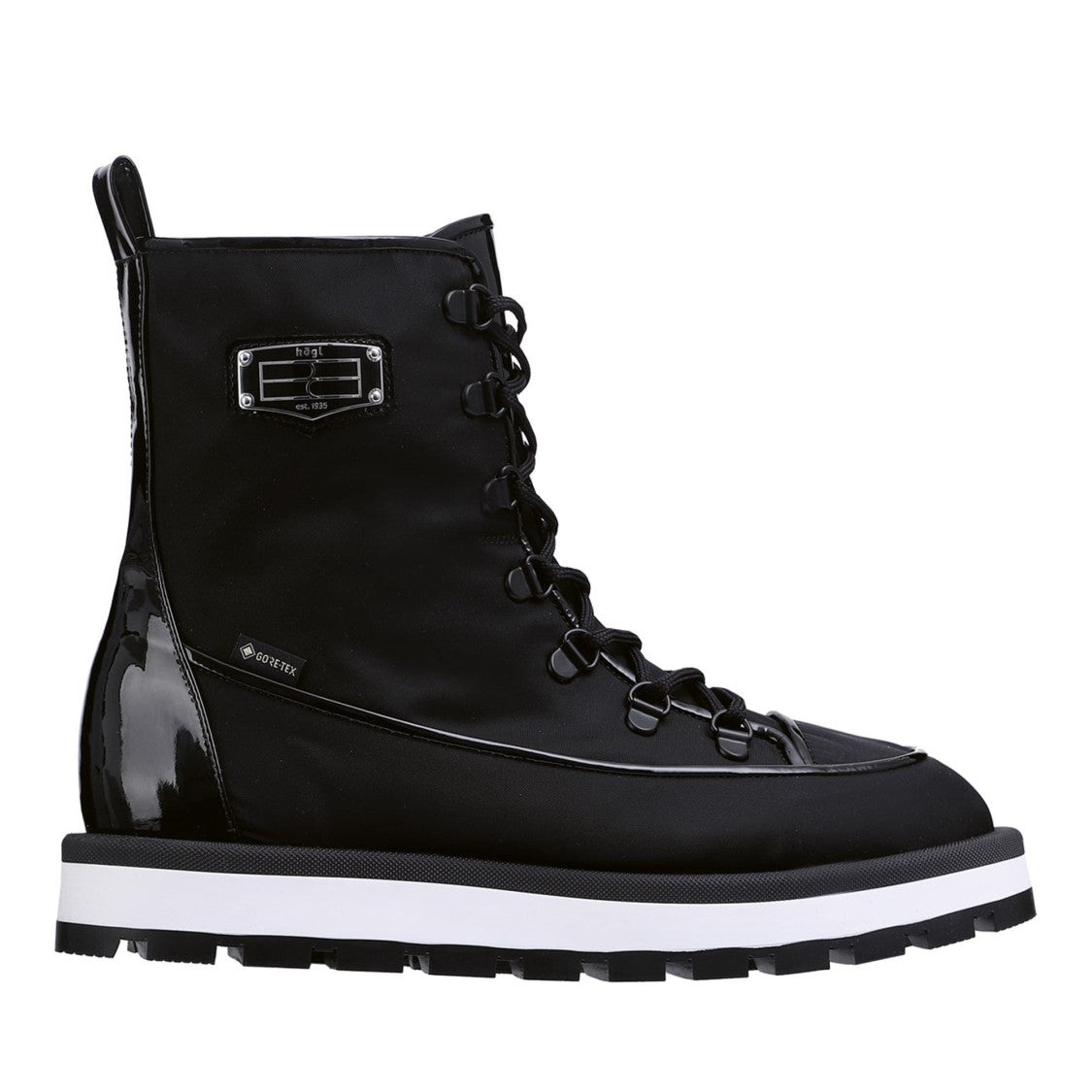 Högl Black Walker Lace-Up Glossy Accents Nylon Ankle Boots