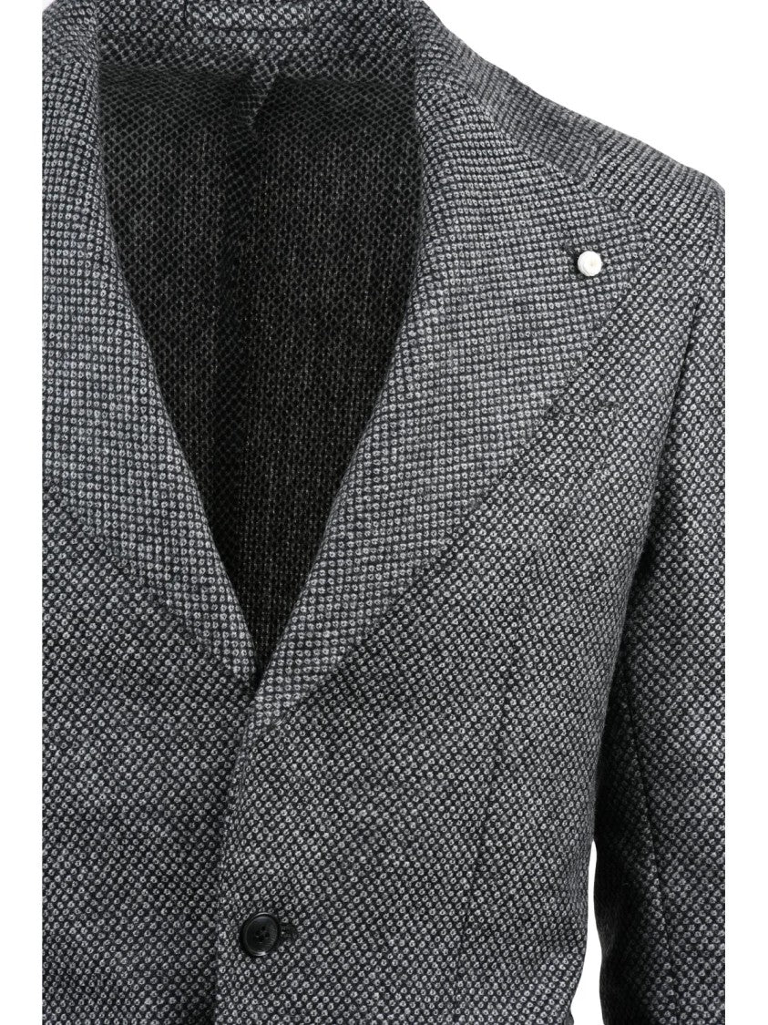 Luigi Bianchi Rounded Black And White Jacket With Button Closure