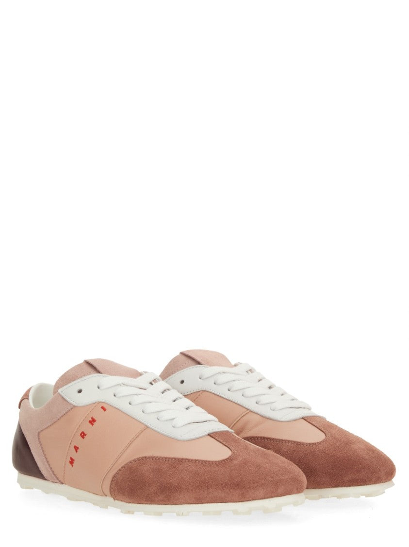 Marni Leather Sneaker With Textured Overlays