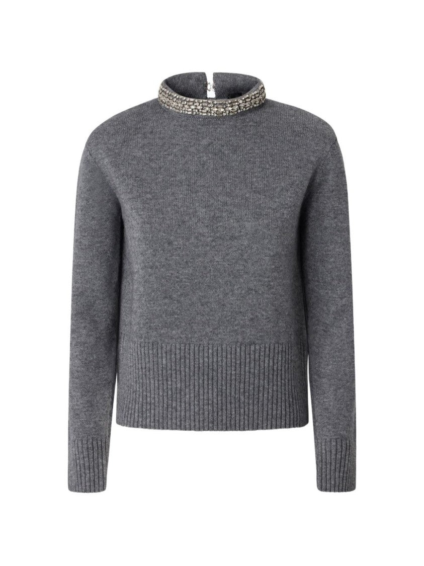 Pinko Cropped Boxy Embellished Sweater