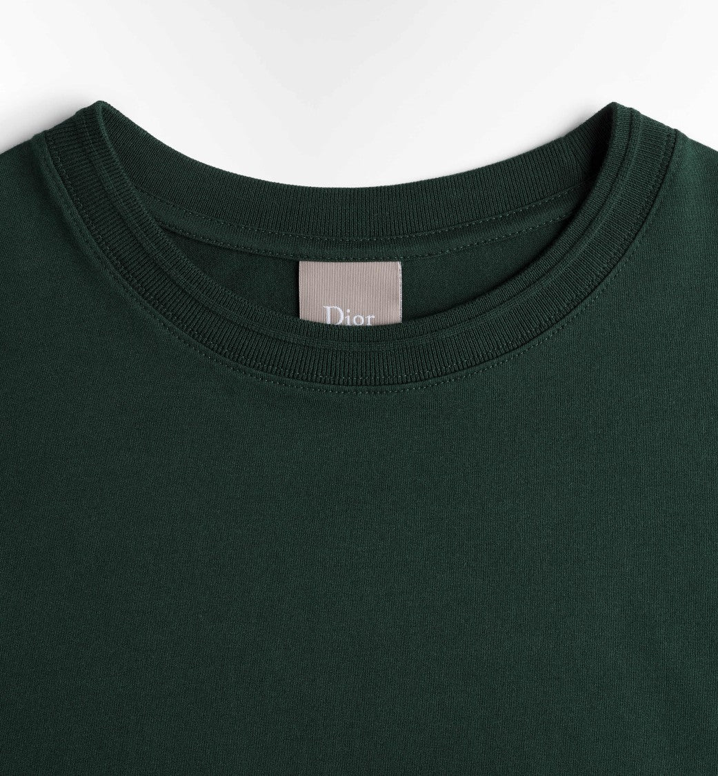 Christian Dior Dark Green Regular Embroidered Logo T-Shirt