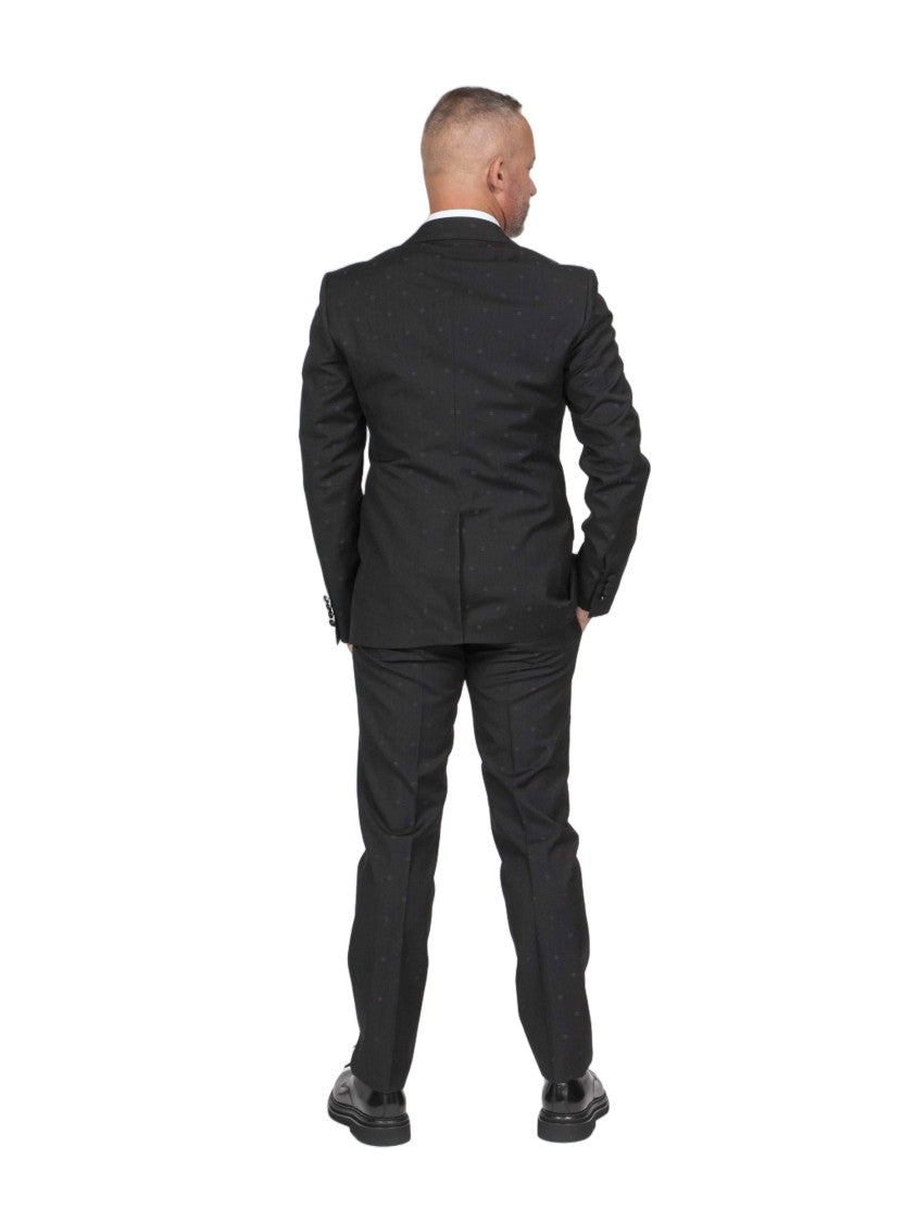 Dolce & Gabbana Black Logo Pattern Tailored Suit