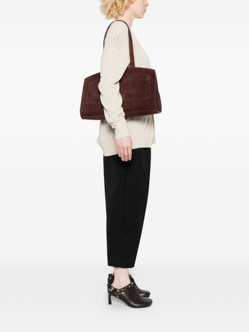 Benedetta Bruzziches Bordeaux Suede Shoulder Bag With Metallic Clasp