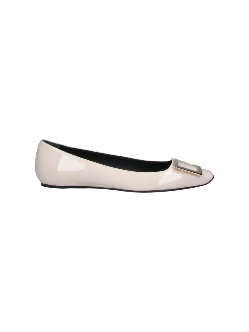 Roger Vivier White Gommette Glossy Calf Leather Flats