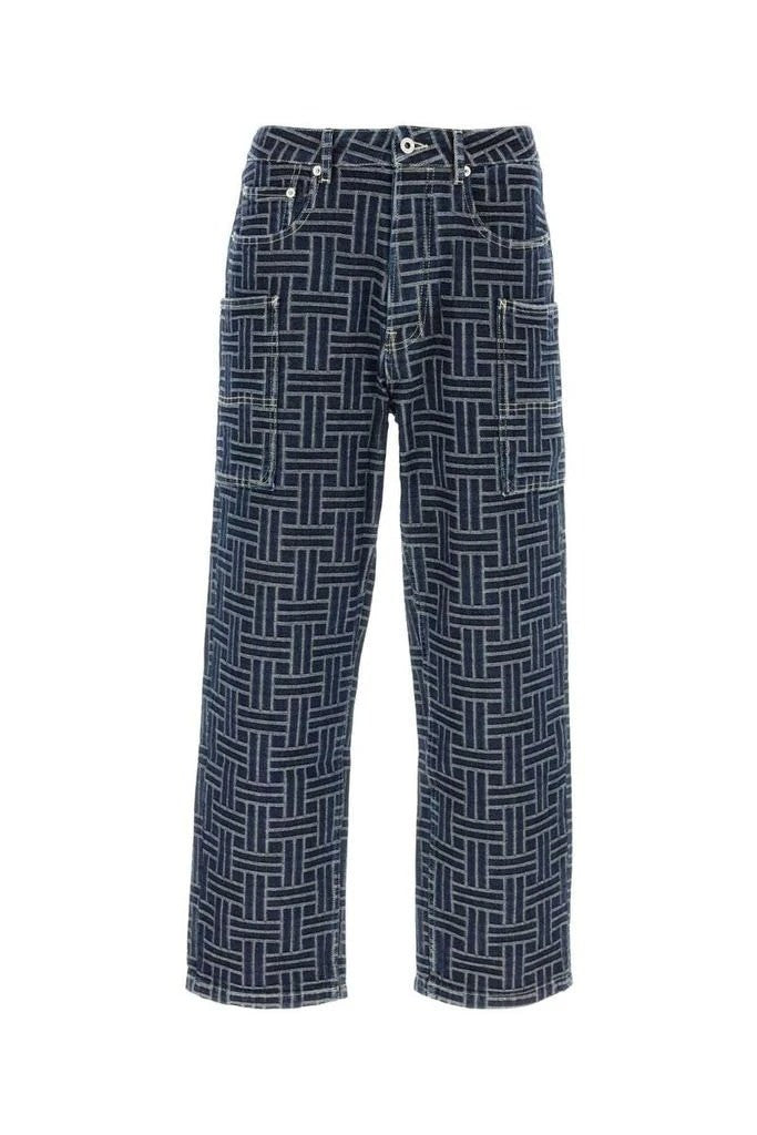 Kenzo Geometric Pattern Blue Denim Jeans With Classic Five-Pocket Design