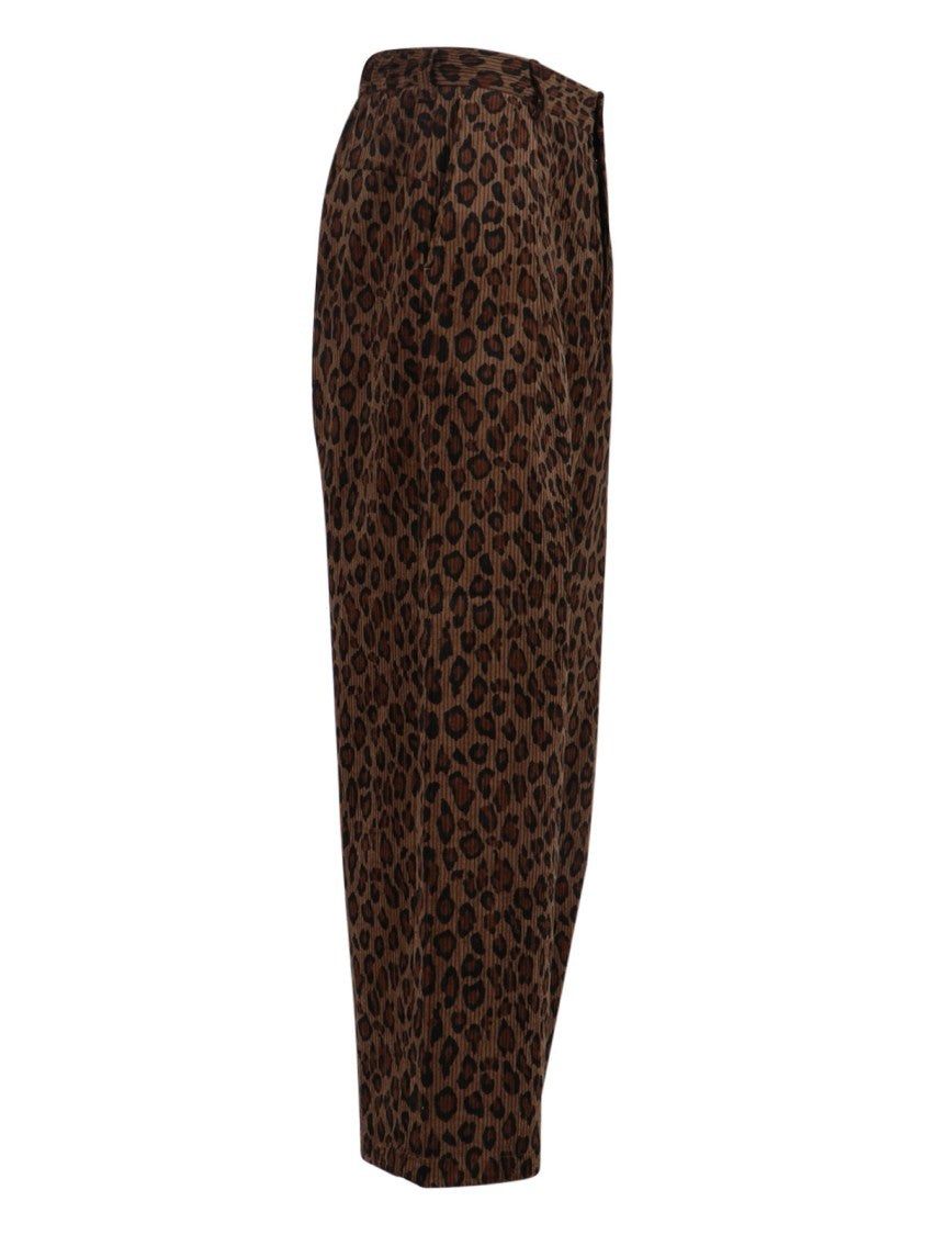 Sibel Saral Cropped Trousers With Bold Leopard Print