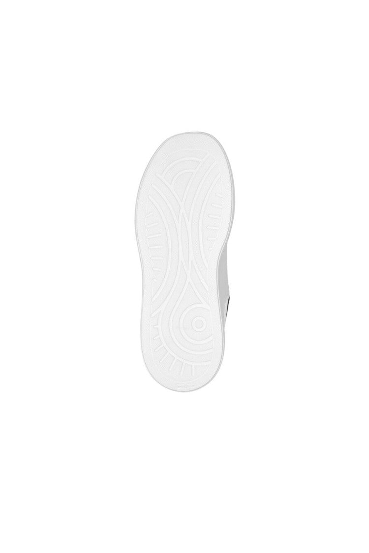 Philipp Plein White Black Contrast Heel Wordmark Logo Leather Sneakers