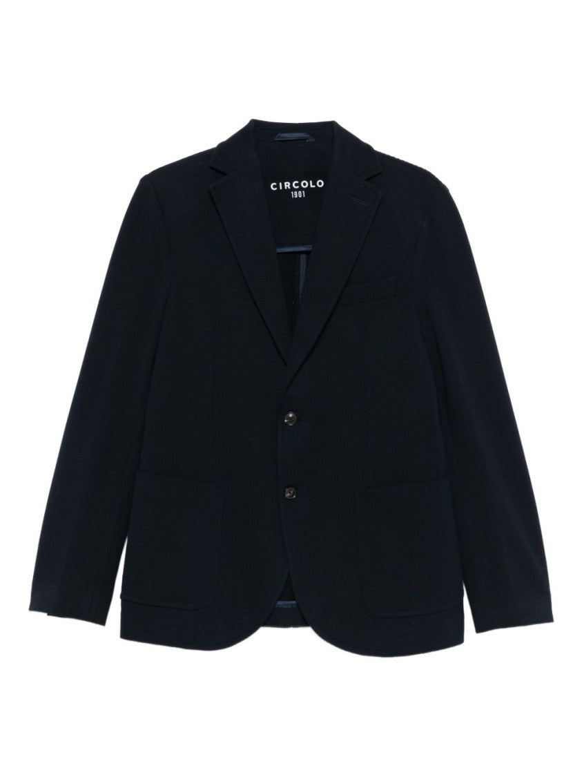 Circolo 1901 Tailored Navy Blue Blazer With Notch Lapel And Two-Button Closure