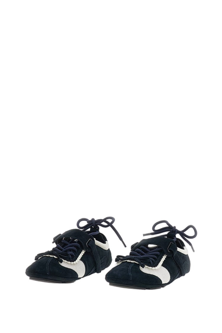 Shushu/Tong White/Blue Suede Mesh Ballerina Flat Shoes