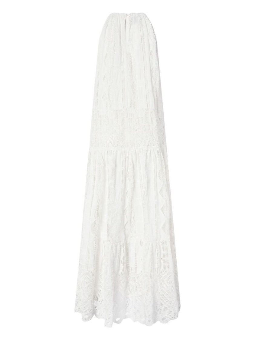 Pinko Tiered Maxi Dress With Intricate Lace Detailing