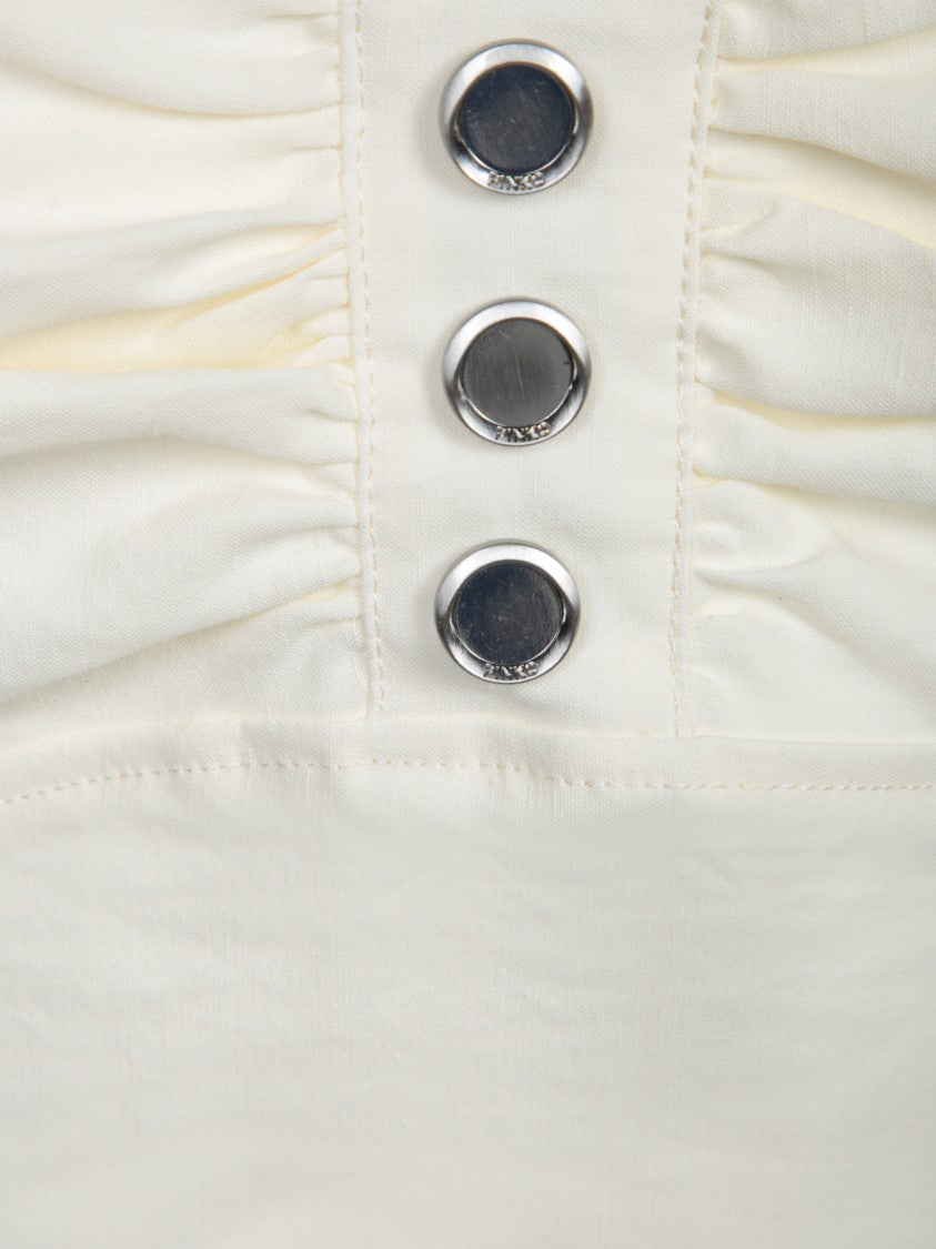 Pinko Cropped White Top With Gathered Front