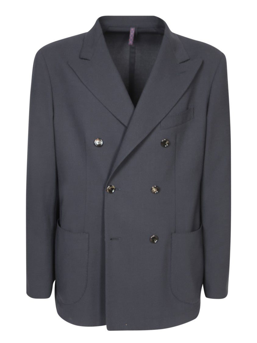 Dell'oglio Double-Breasted Tailored Blazer In 100% Virgin Wool