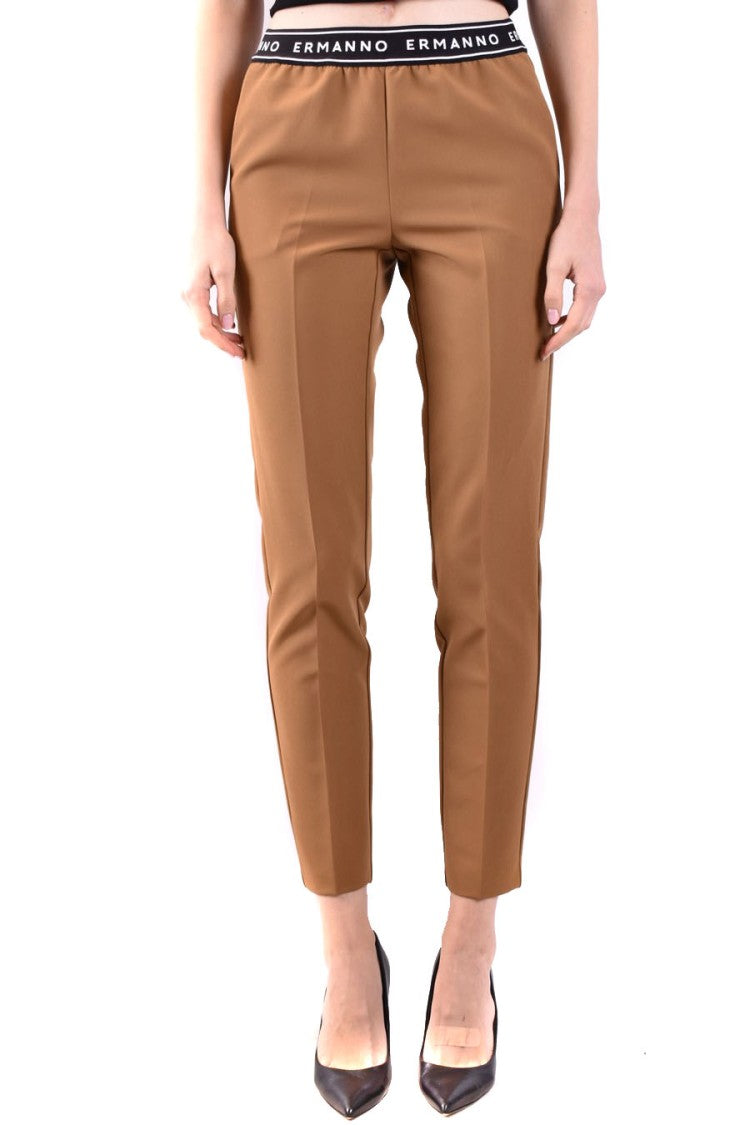 Ermanno Scervino Tapered Green Trousers Logo Waistband Fit