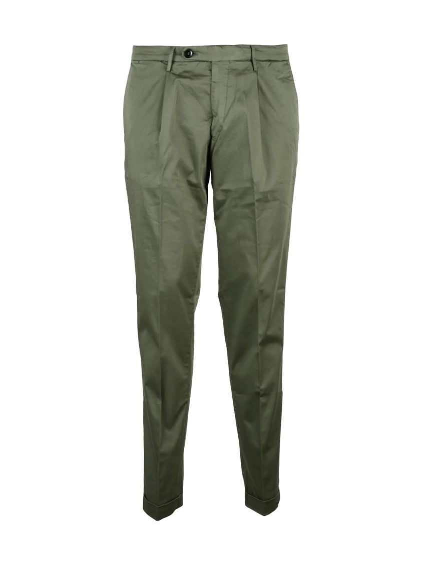 Michael Coal Cotton Stretch Trousers With Front Pleats
