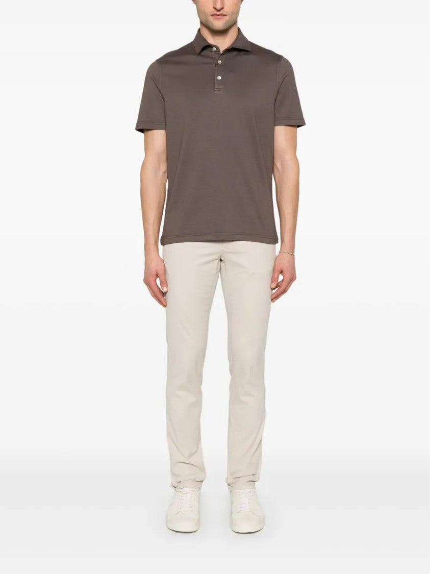 Incotex Light Neutral Cotton Blend Tapered Trousers