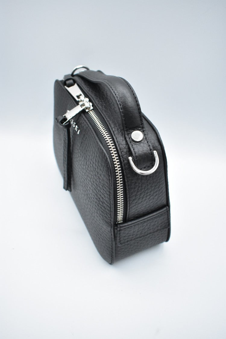 Orciani Textured Black Handbag With Zip Closure