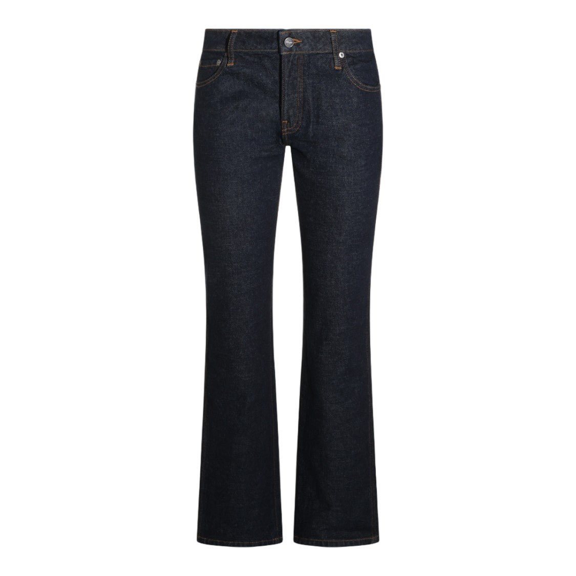 Khaite Dark Indigo Contrast Stitching Straight-To-Flared Jeans