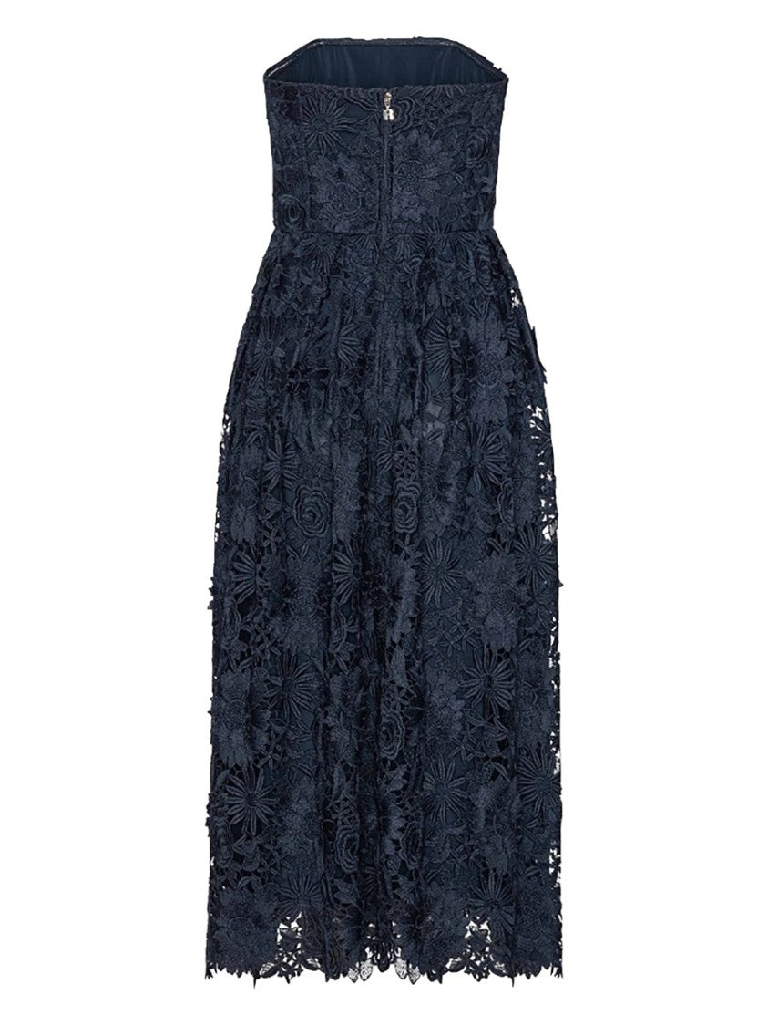 Rotate Birger Christensen Neutrals 3D Floral Lace Polyester Midi Dress