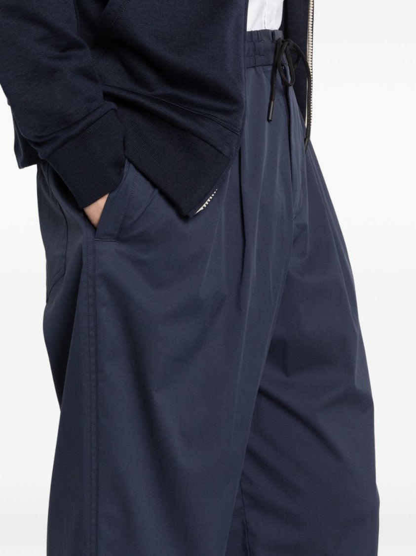 Pt Torino Pleated Navy Blue Pants With Drawstring Fastening And Relaxed Fit