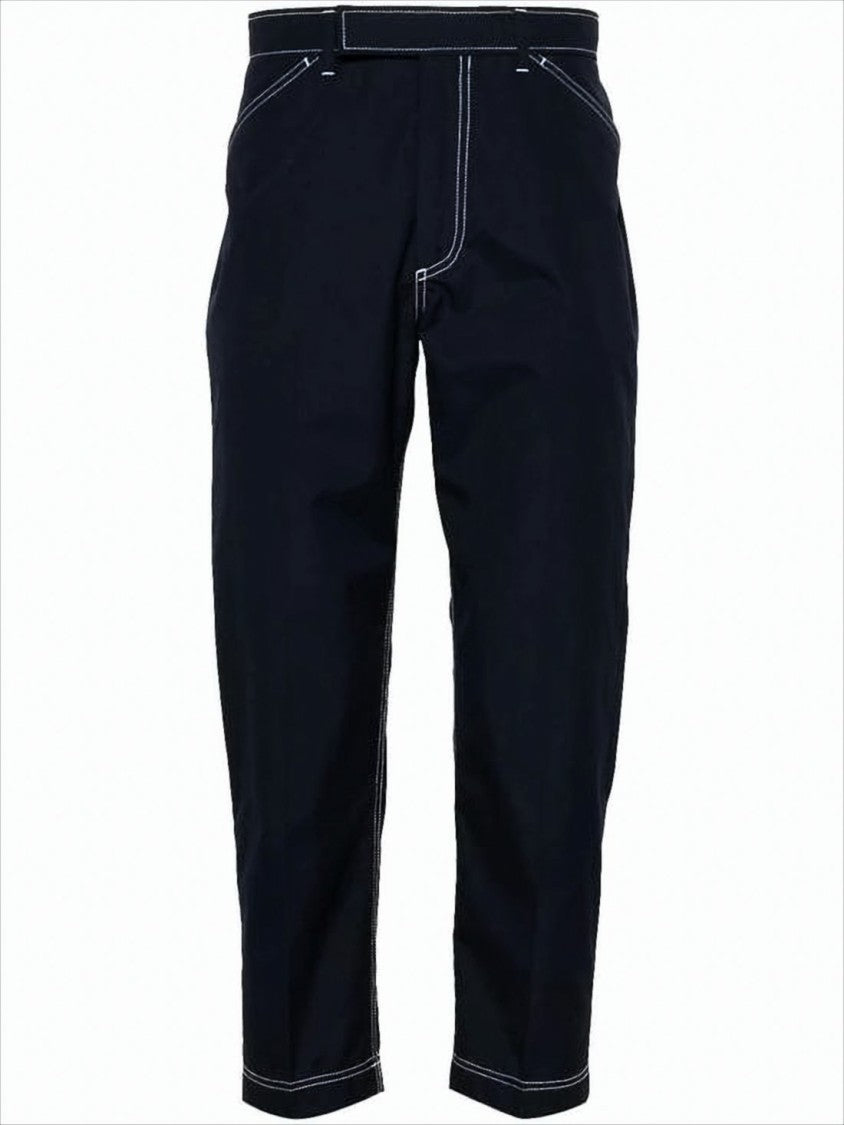 Thom Browne Straight-Leg Trousers With Contrast White Stitching And Tailored Finish