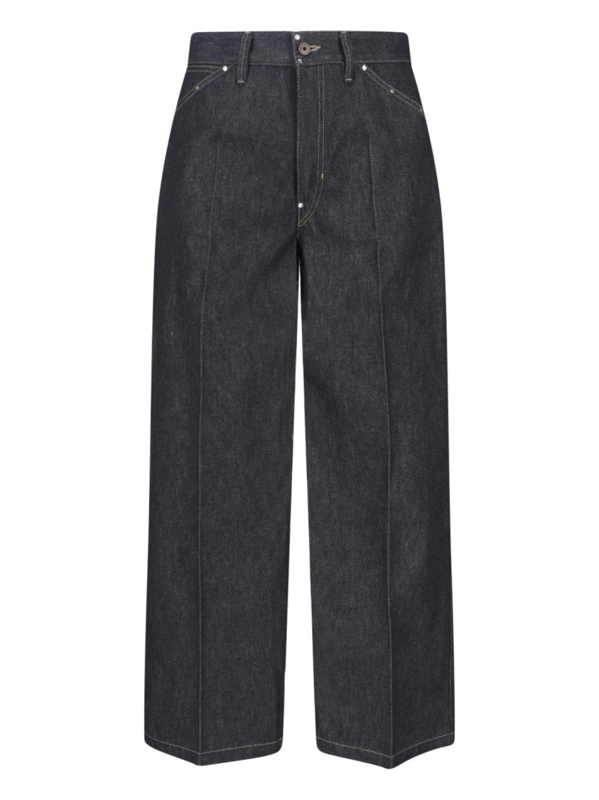 Lemaire Grey Wide-Leg Studded Cotton Trousers