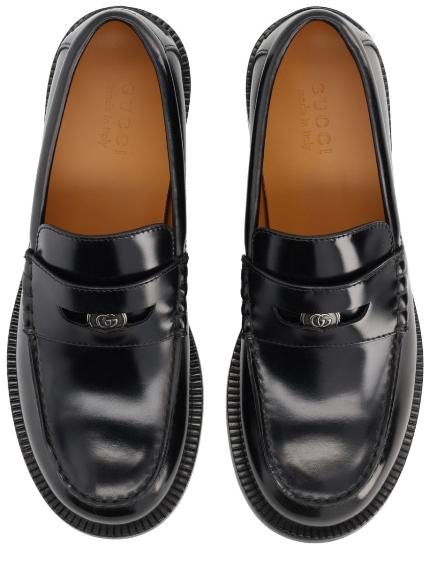 Gucci Penny Emblem Calfskin Loafers