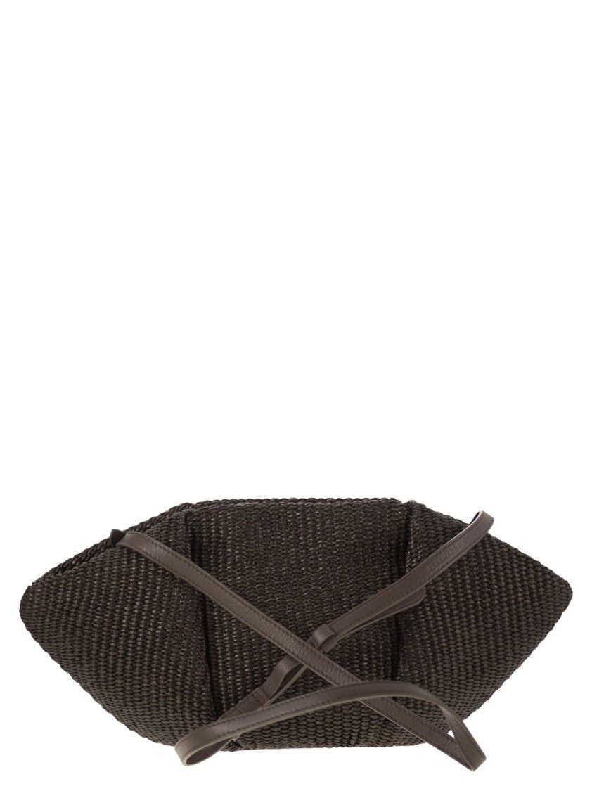 Brunello Cucinelli Marina Pouch Bag In Techno Cotton Raffia