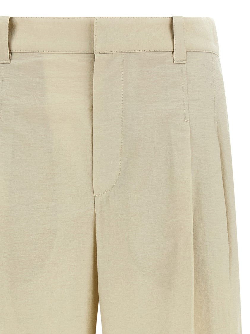 Brunello Cucinelli Formal Cotton Blend Trousers With Double Pleats And Cropped Leg