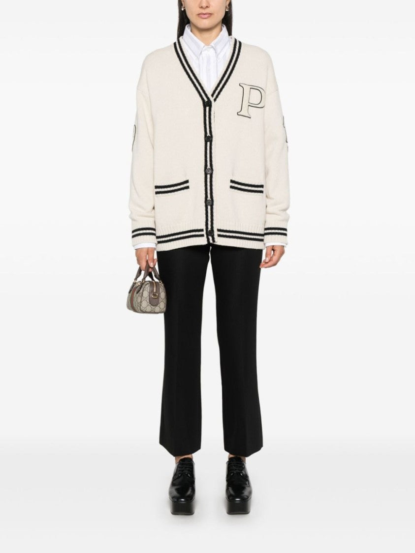 Gucci Flared Trousers With Embroidered Logo