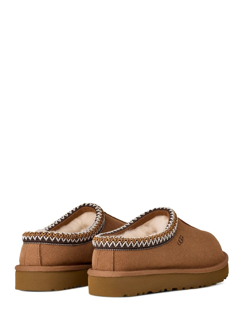 Ugg Suede Mule Flat Shoes With Decorative Zigzag Stitch