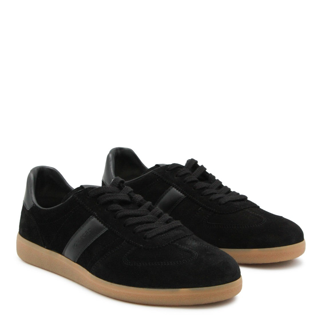 Tom Ford Black Leather Flat Rubber Sole Sneakers
