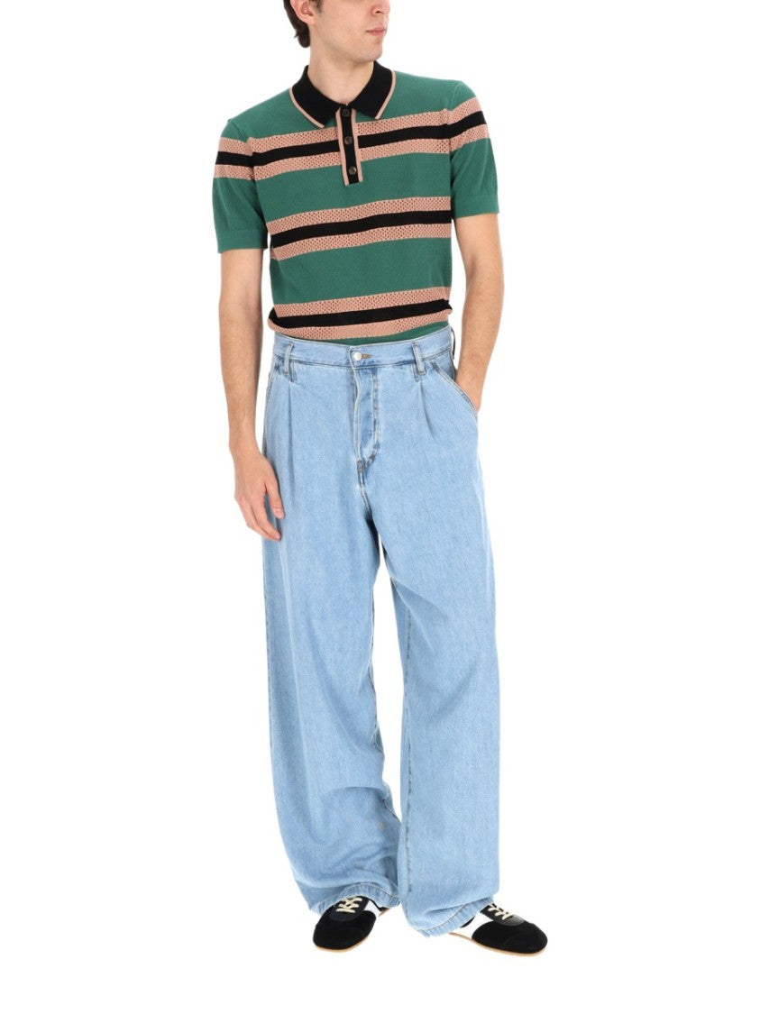 Dries Van Noten Light Blue Penning Loose Pleated Jeans