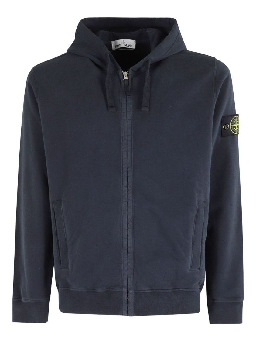 Seventy Sergio Tegon Cropped Blue Hoodie With Distinctive Sleeve Patch