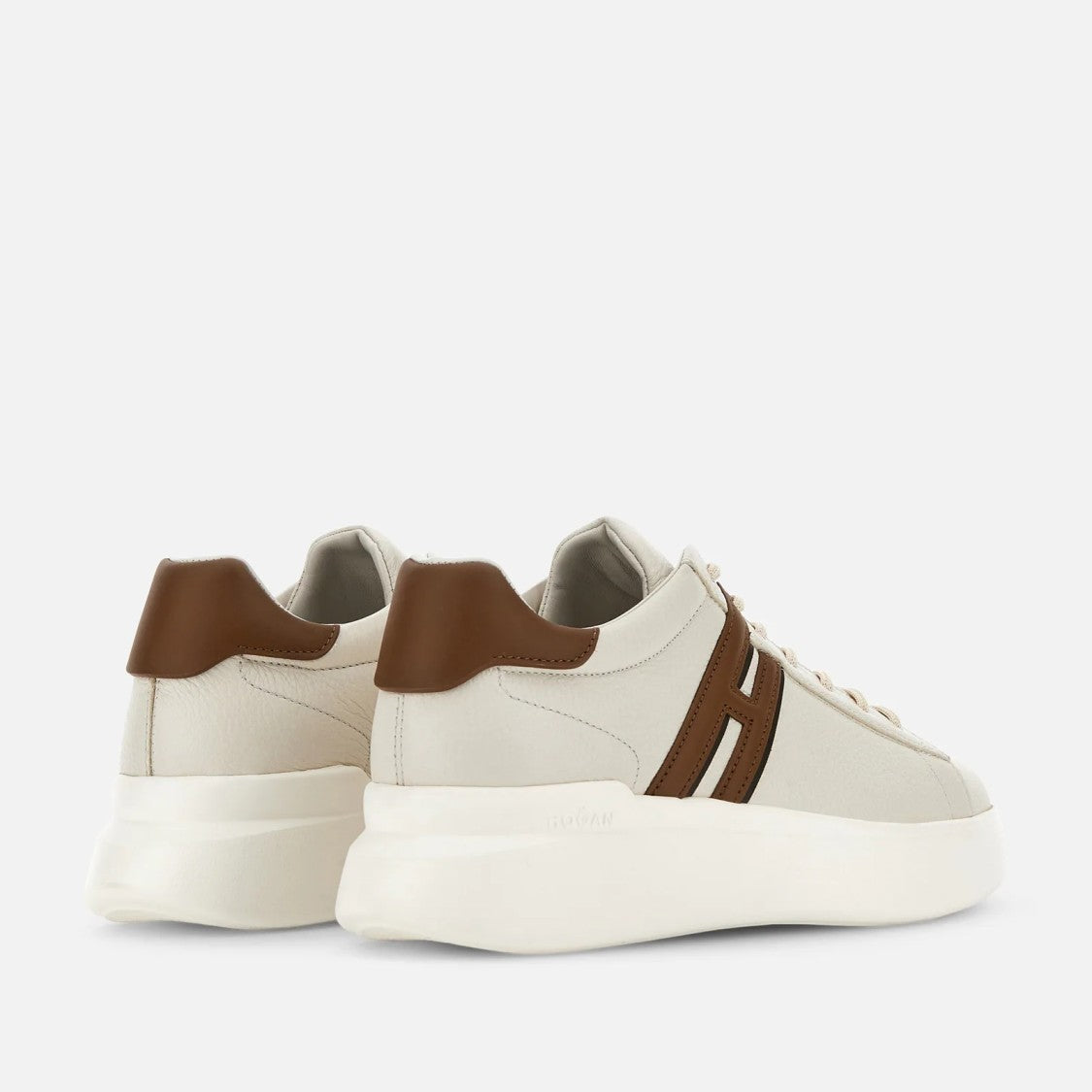 Hogan H580 Allacciato H Profilo Sneakers In White Cuoio