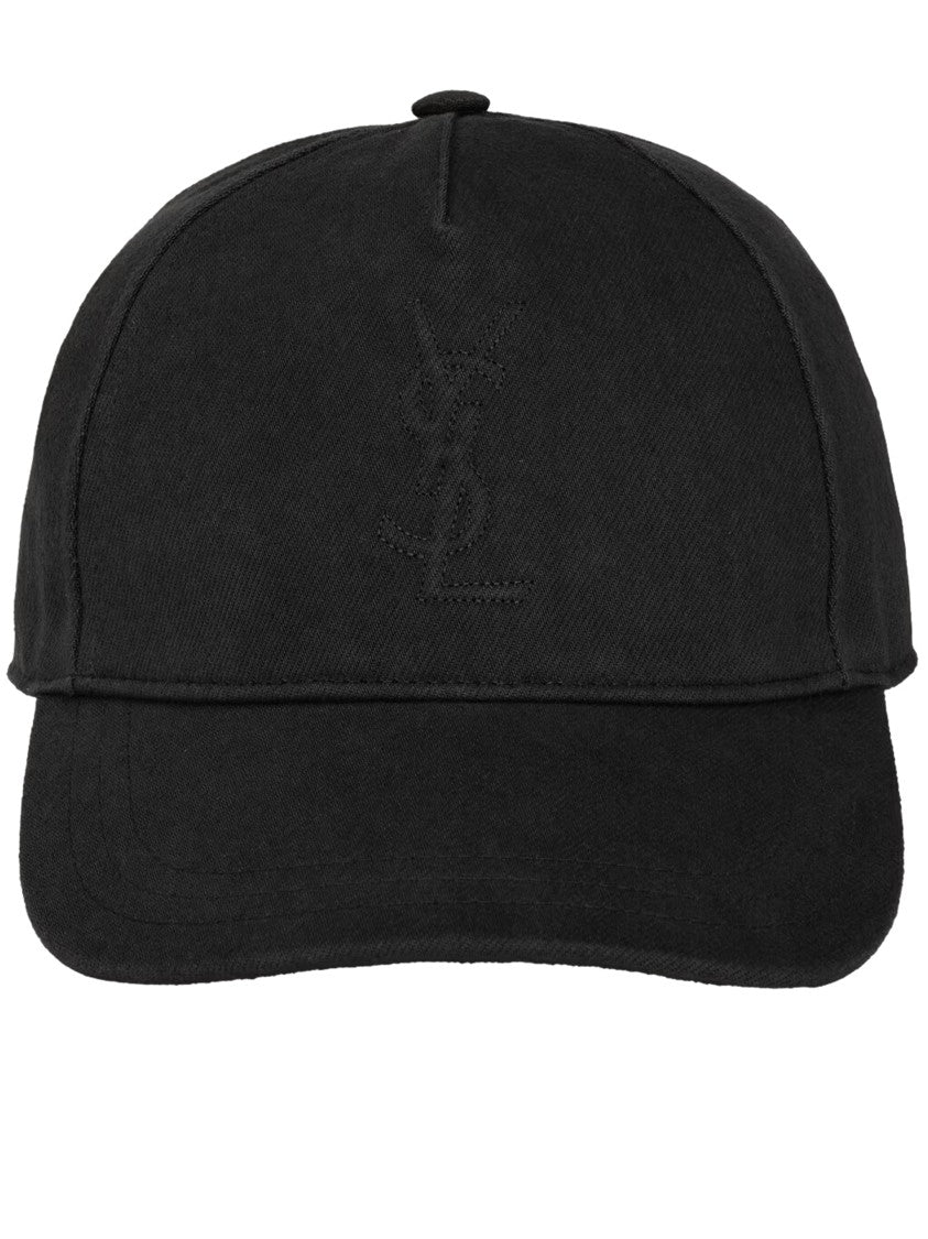 Saint Laurent Black Berretto Cassandre Structured Cap