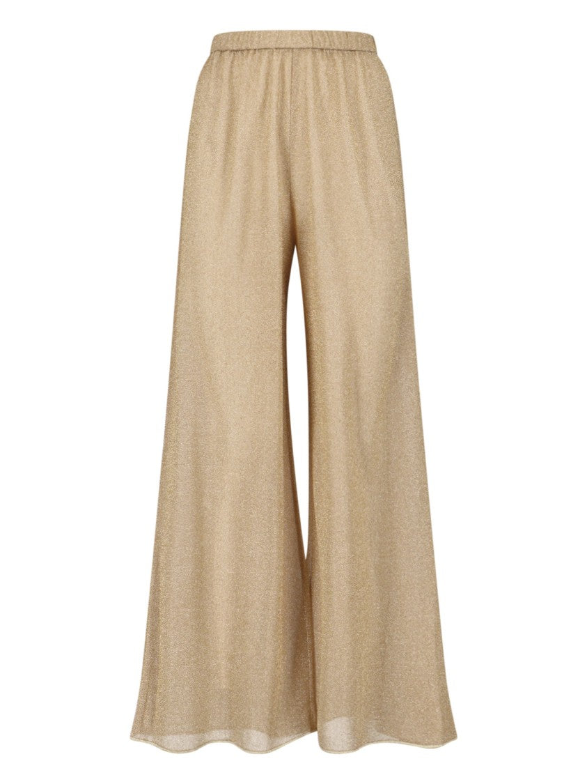 Oséree Gold Lumière Metallic Wide-Leg Sheer Pants