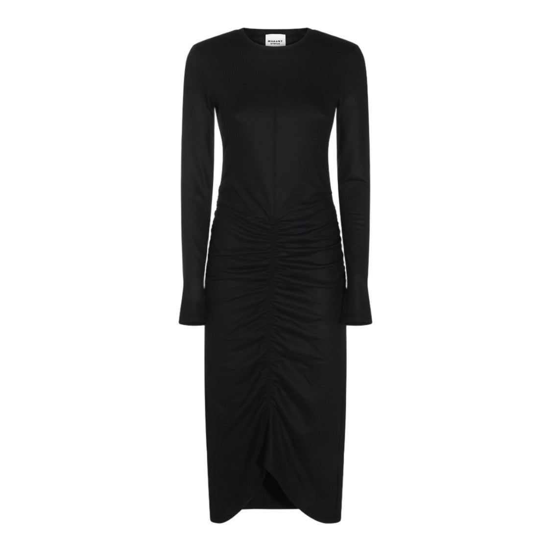 Isabel Marant Étoile Ruched Asymmetrical Hem Fitted Midi Dress