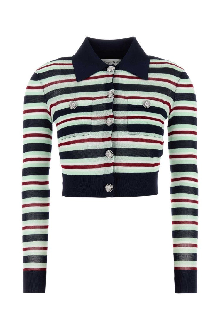 Self-Portrait Embroidered Viscose Cardigan