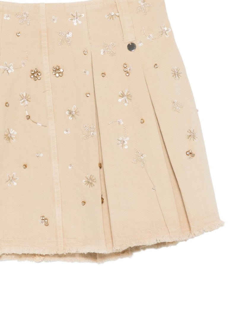 Liu Jo Beige Pleated Zip Mini Skirt