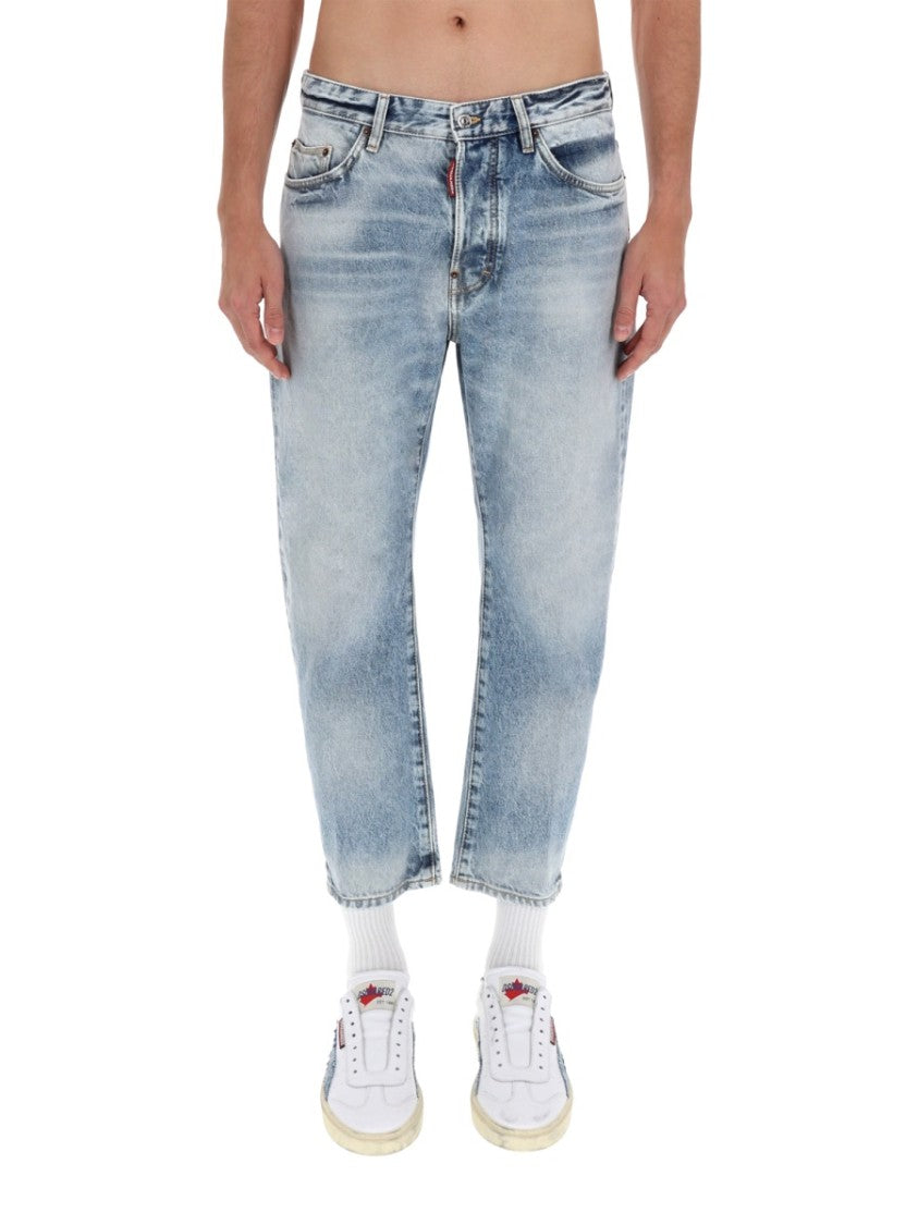 Dsquared2 Light Blue Washed Cotton Jeans