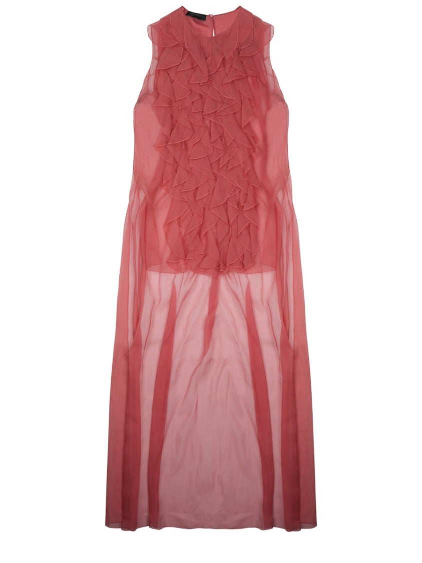 Alberta Ferretti Sheer Red Silk Sleeveless Shirt