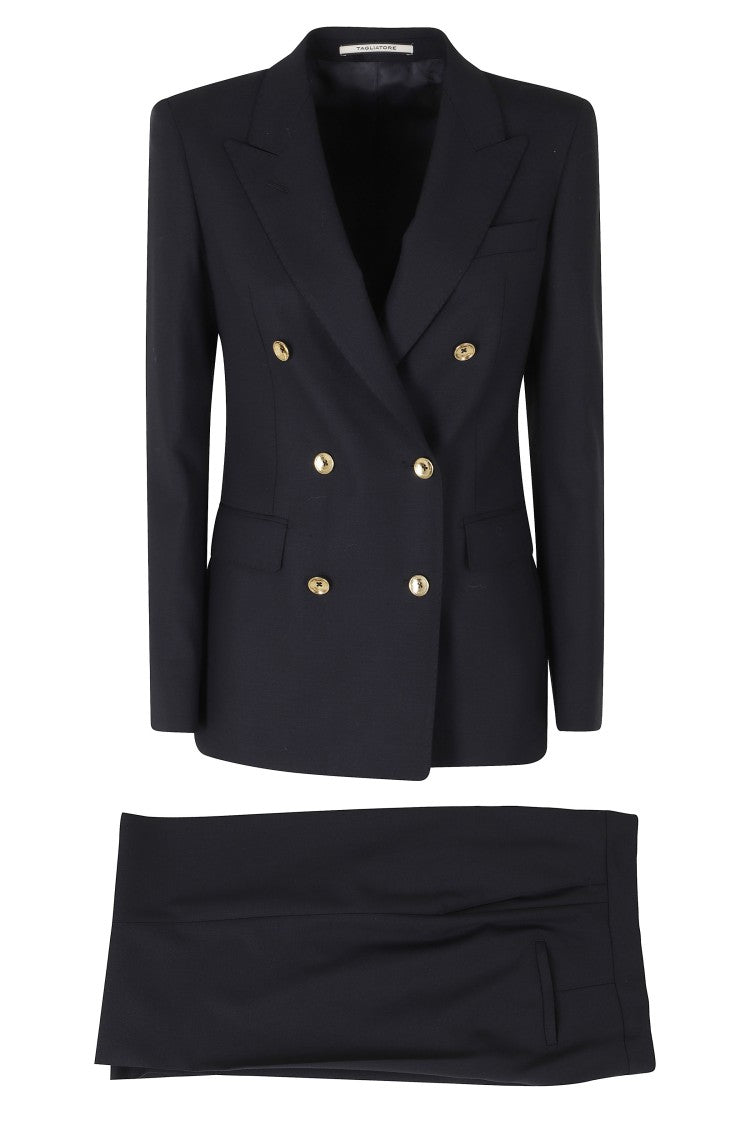 Tagliatore Blue Double-Breasted Tailored Wool-Blend Suit