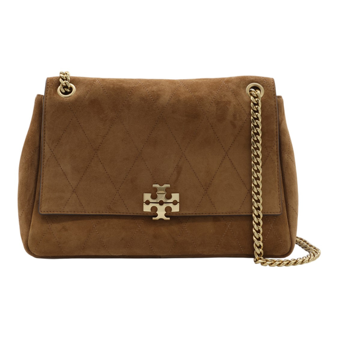Tory Burch Medium Suede Diamond-Quilted Shoulder Bag