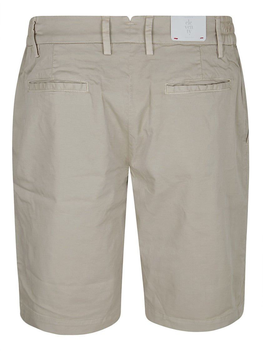 Eleventy Knee-Length Tailored Cotton Shorts With Elastic Waistband