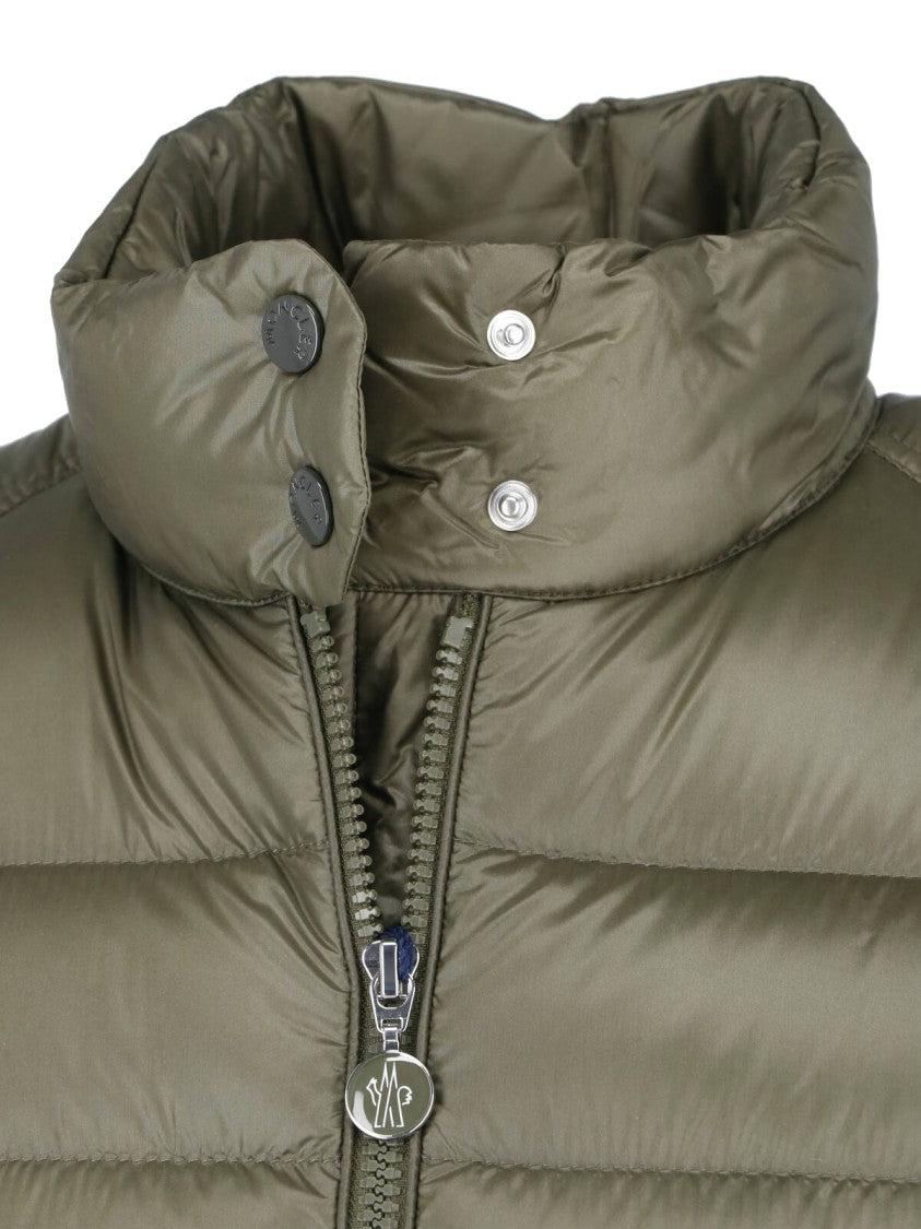 Moncler Green Genet High-Collar Padded Quilted Jacket