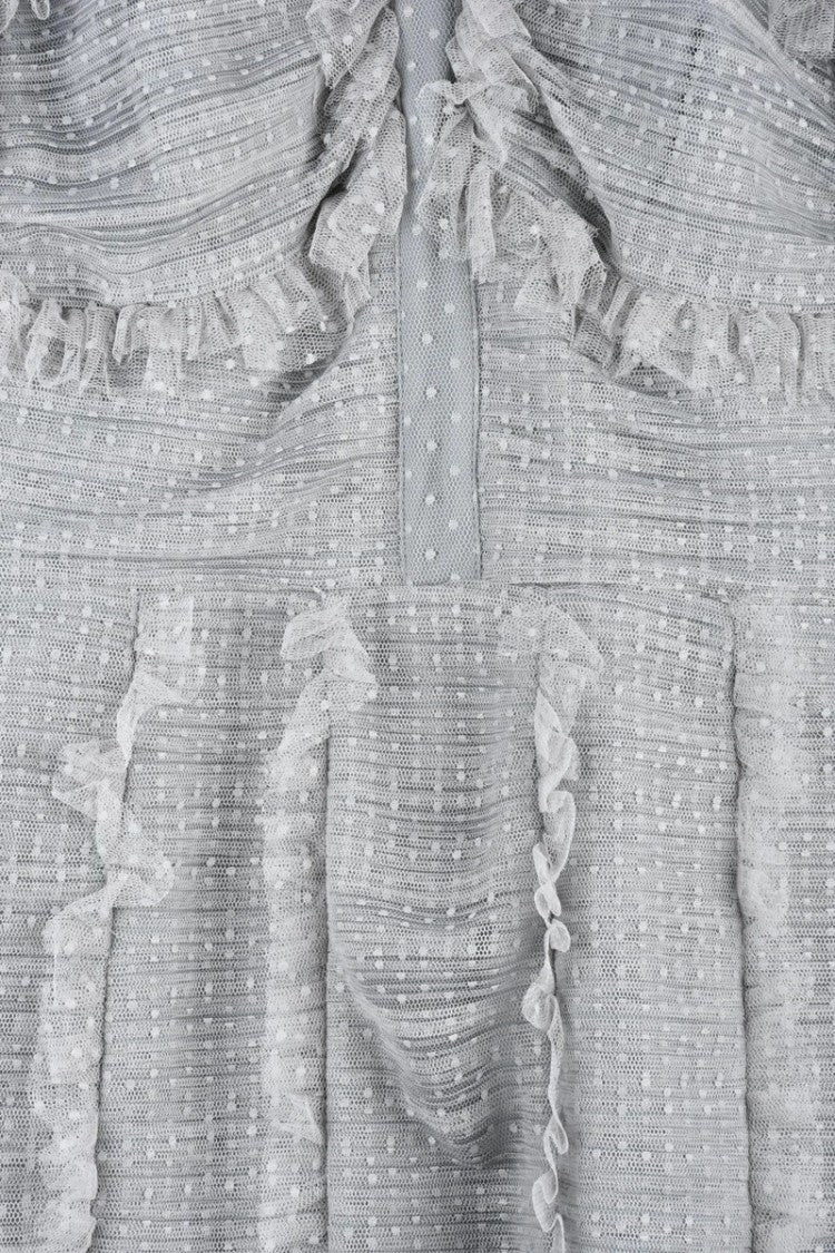 Elisabetta Franchi Sheath Tulle Dress Cuffed Sleeves - Grey