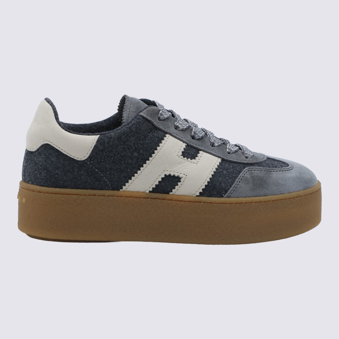 Hogan Round Toe Platform Sneakers With Prominent H Logo