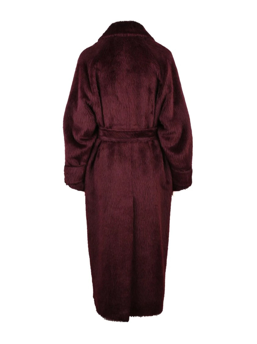 Max Mara Belted Red Alpaca And Wool Albata Coat